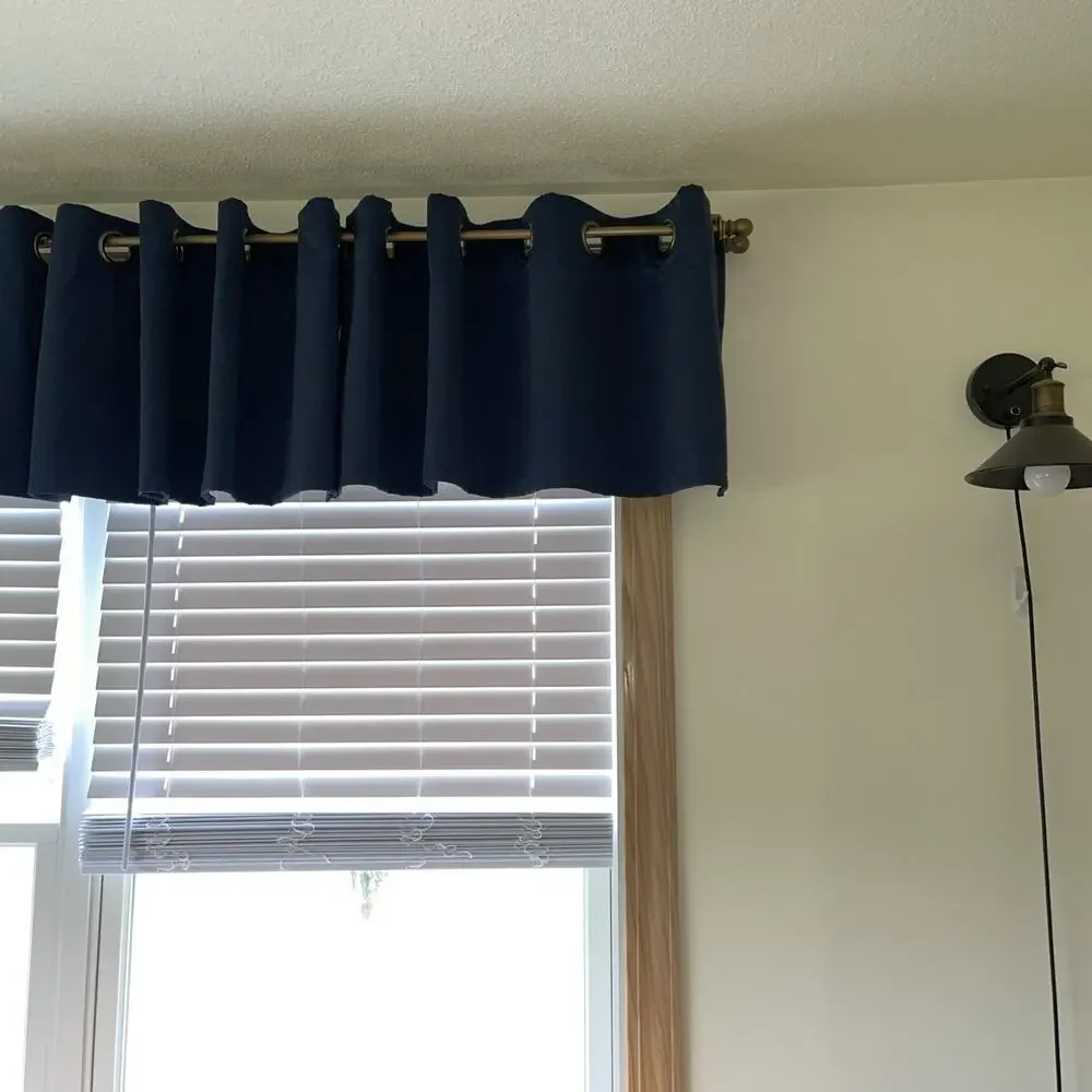 JCPENNEY HOME KATHRYN INSERT VALANCE Navy Blue New 50” Wide X 18” High Grommets